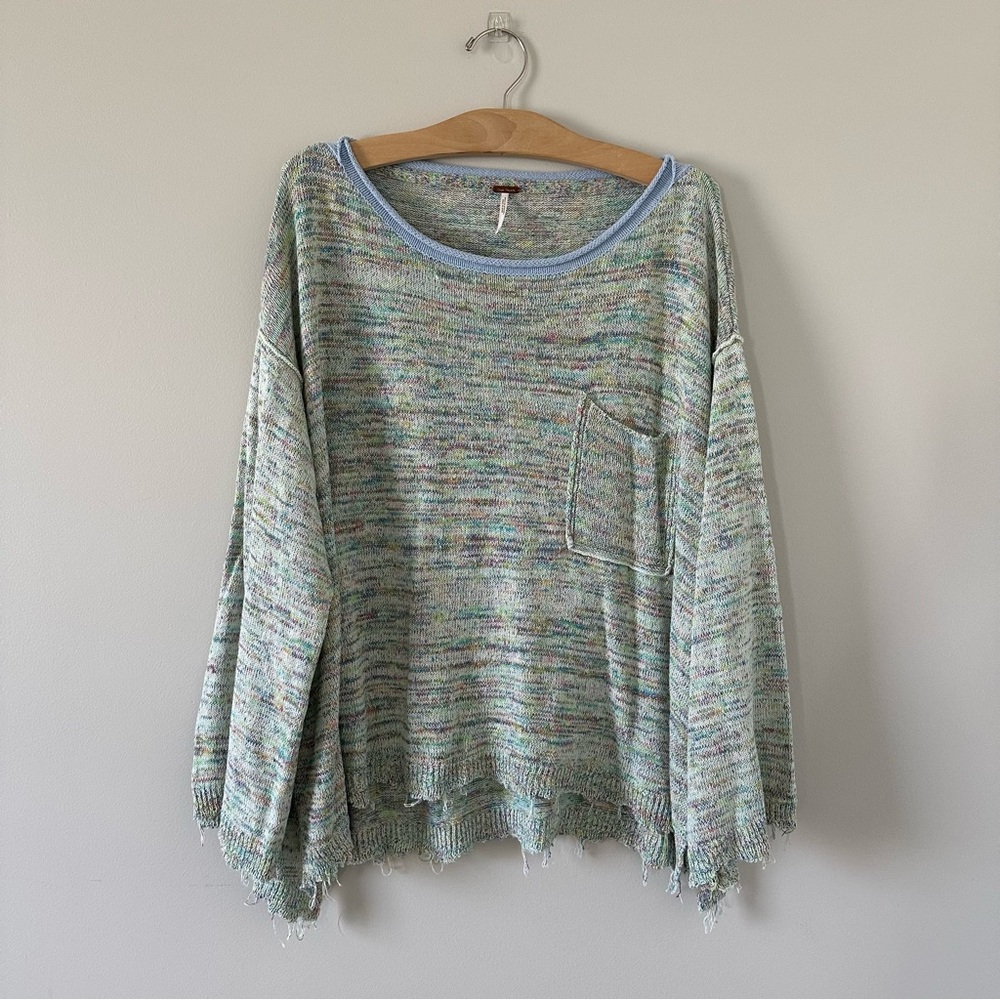 Free People Raw Edge Wide Sleeve Lightweight Sweater
